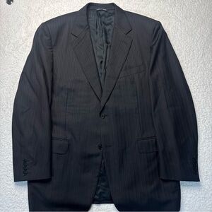 Canali Blazer Mens 44R 100% Pure Wool Black Pinstripe Sports Coat Italy EU 54R